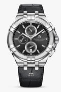  Shop Authentic Maurice Lacroix Aikon Chronograph Black Dial Black Leather Strap Watch for Men - AI1018-SS001-330-1 - Luxxuri