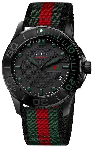  Shop Authentic Gucci G Timeless Sport Black Dial Two Tone NATO Strap Watch For Men - YA126229 - Luxxuri