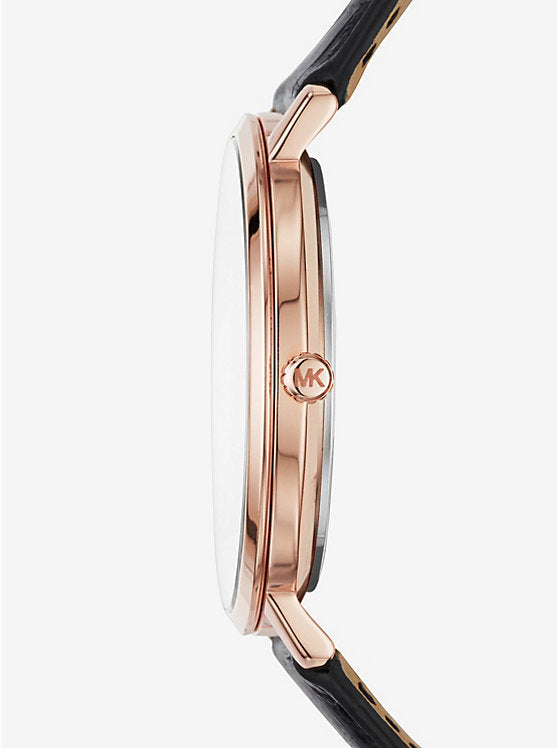  Shop Authentic Michael Kors Jaryn Quartz White Dial Black Leather Strap Watch For Women - MK2472 - Luxxuri