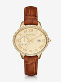  Shop Authentic Michael Kors Whitley Quartz Gold Dial Brown Leather Strap Watch For Women - MK2428 - Luxxuri