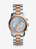  Shop Authentic Michael Kors Runway Chronograph Blue Dial Two Tone Steel Strap Watch For Women - MK6166 - Luxxuri