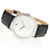  Shop Authentic Movado Museum Quartz Silver Dial Black Leather Strap Watch For Men - 2100001 - Luxxuri