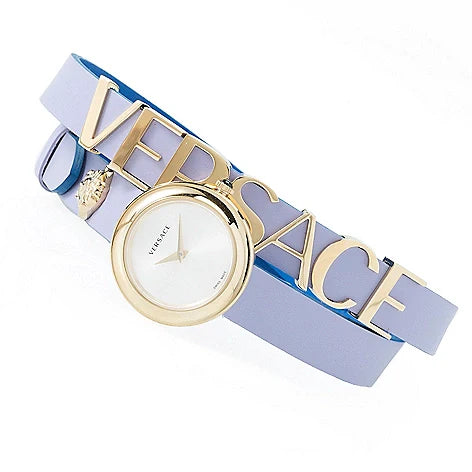  Shop Authentic Versace V Flare Silver Dial Blue Leather Strap Watch for Women - VEBN00118 - Luxxuri
