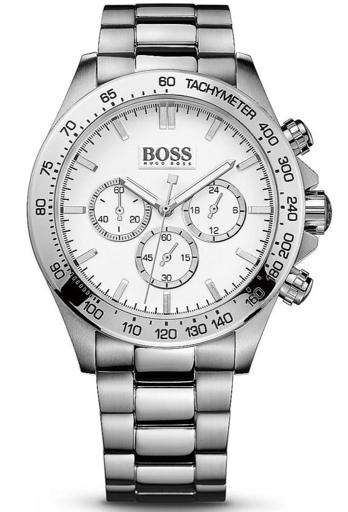  Shop Authentic Hugo Boss Ikon Chronograph White Dial Silver Steel Strap Watch for Men - 1512962 - Luxxuri