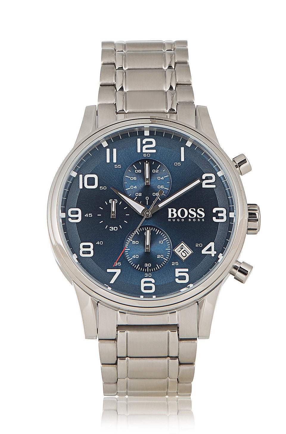 Hugo Boss Aeroliner Blue Dial Silver Steel Strap Watch for Men - 1513183