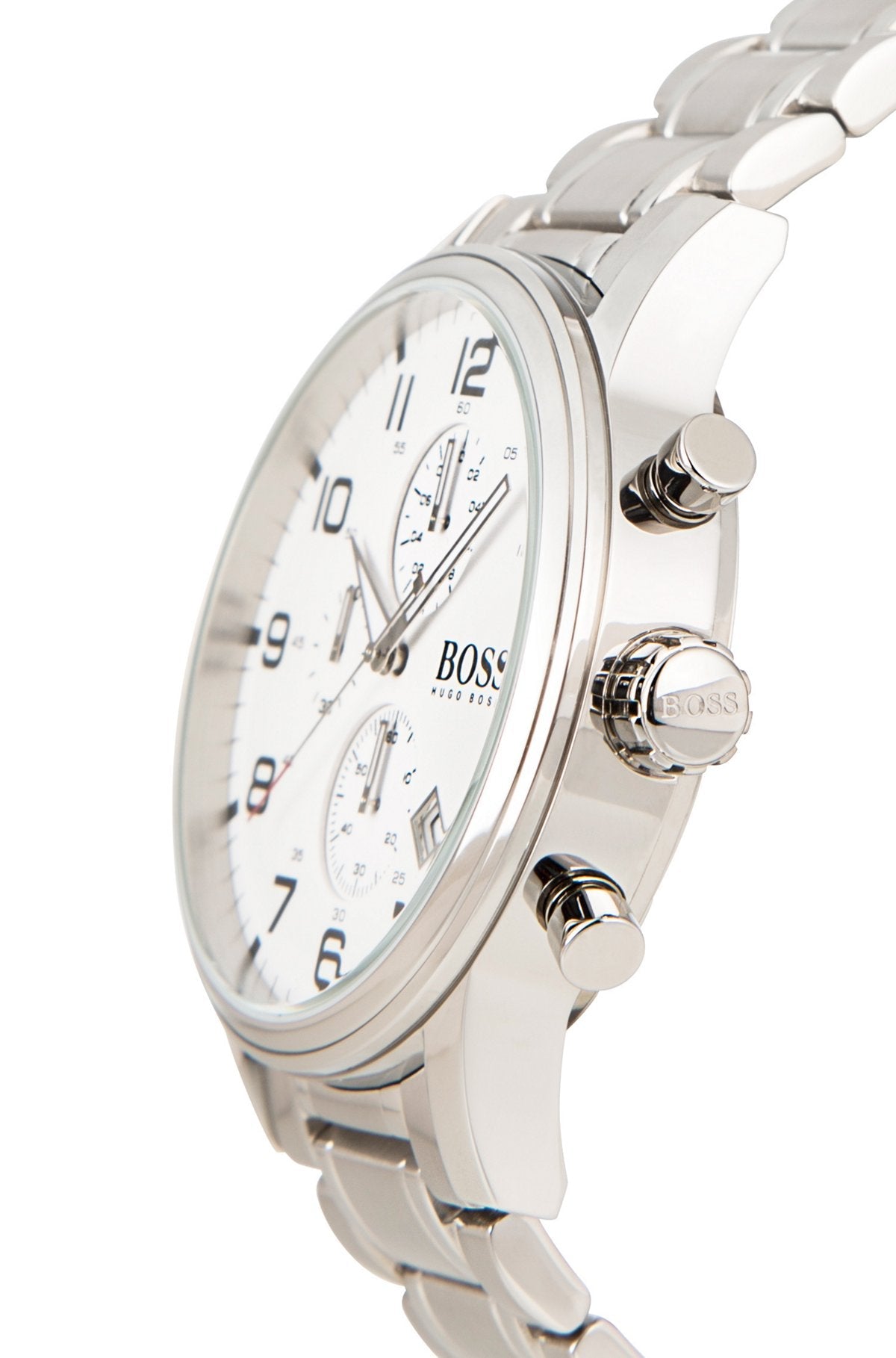  Shop Authentic Hugo Boss Aeroliner Chronograph White Dial Silver Steel Strap Watch for Men - 1513182 - Luxxuri