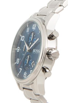  Shop Authentic Hugo Boss Aeroliner Blue Dial Silver Steel Strap Watch for Men - 1513183 - Luxxuri
