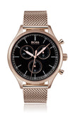  Shop Authentic Hugo Boss Companion Quartz Black Dial Rose Gold Mesh Bracelet Watch For Men - HB1513548 - Luxxuri