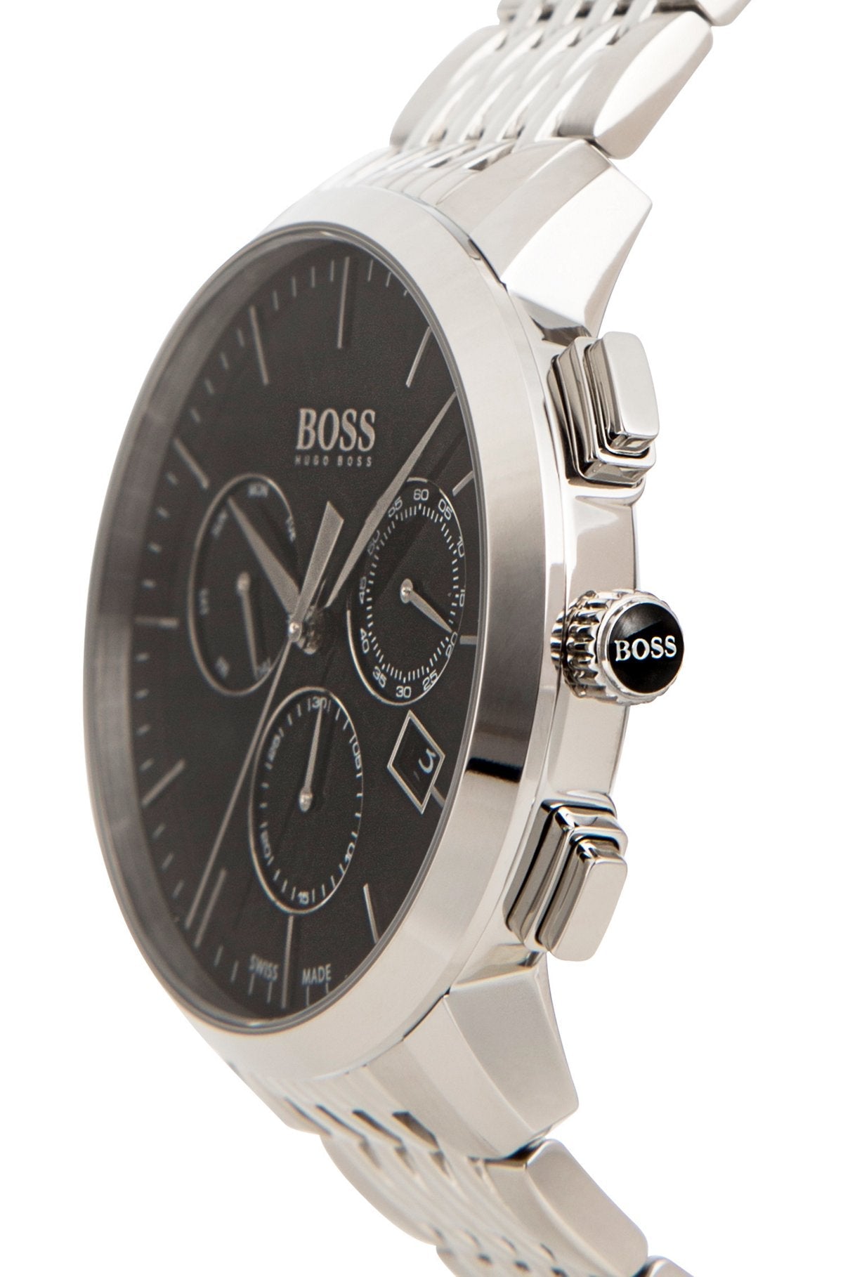  Shop Authentic Hugo Boss Associate Black Dial Silver Steel Strap Watch for Men - 1513267 - Luxxuri