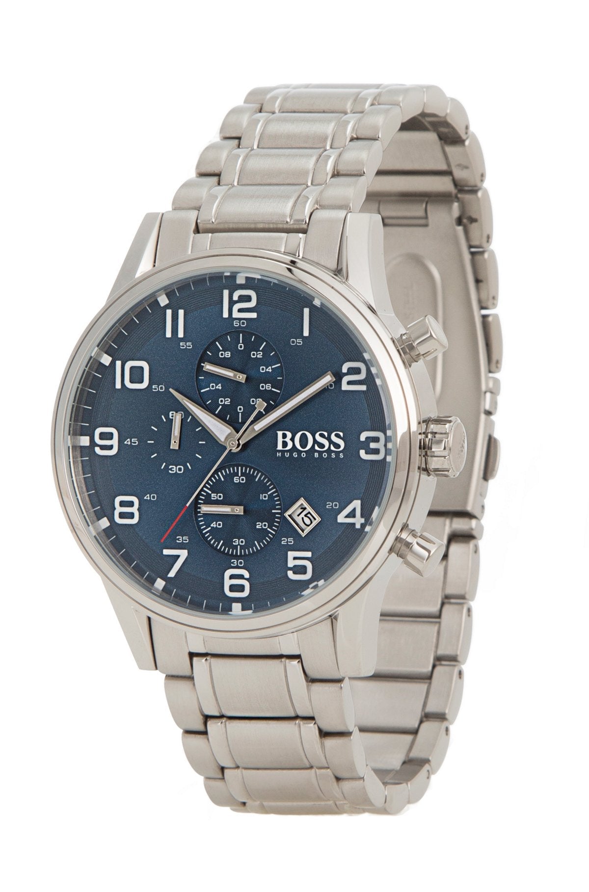  Shop Authentic Hugo Boss Aeroliner Blue Dial Silver Steel Strap Watch for Men - 1513183 - Luxxuri