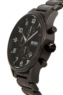  Shop Authentic Hugo Boss Chronograph Black Dial Black Steel Strap Watch for Men - 1513180 - Luxxuri