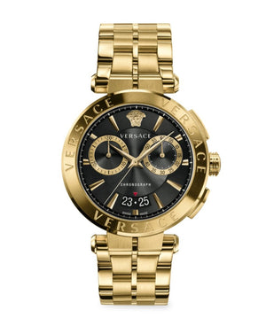  Shop Authentic Versace Aion Chronograph Black Dial Gold Steel Strap Watch For Men - VE1D01721 - Luxxuri