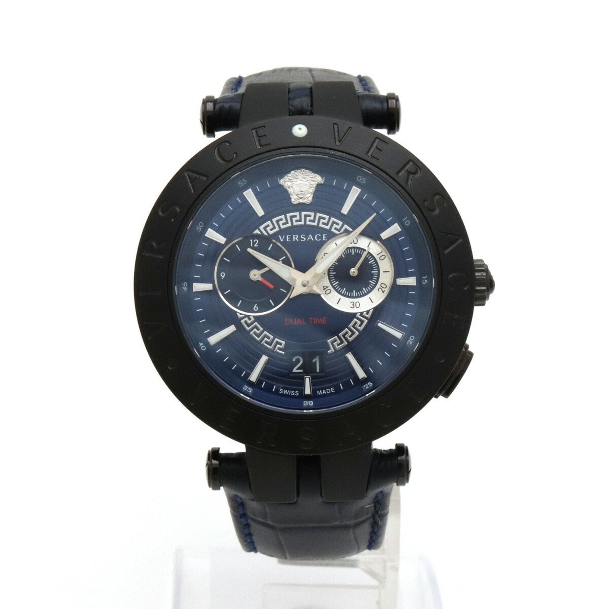  Shop Authentic Versace V Race Chronograph Quartz Blue Dial Blue Leather Strap Watch For Men - VEBV00419 - Luxxuri