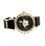  Shop Authentic Versace Palazzo Empire Greca Black Dial Black Leather Strap Watch for Women - VEDV00119 - Luxxuri