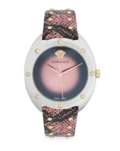  Shop Authentic Versace Shadov Pink Dial Pink Leather Strap Watch for Women - VEBM00818 - Luxxuri