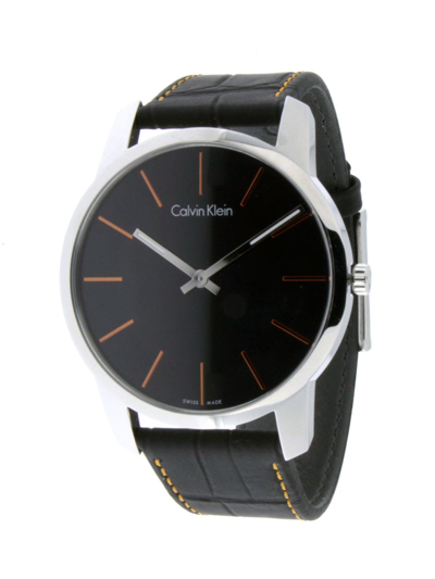  Shop Authentic Calvin Klein City Black Dial Black Leather Strap Watch for Men - K2G211C1 - Luxxuri