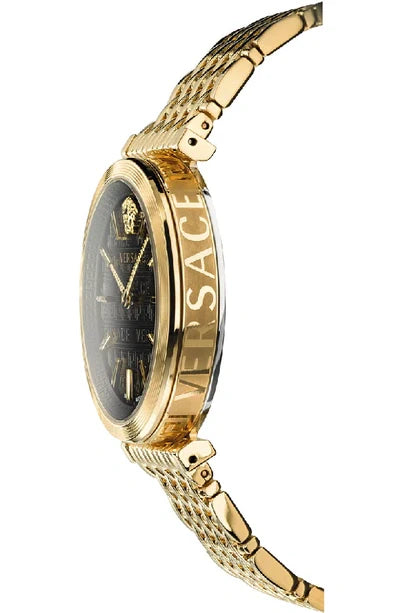  Shop Authentic Versace V-Twist Black Dial Gold Mesh Bracelet Watch for Women - VELS00819 - Luxxuri