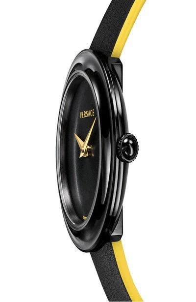  Shop Authentic Versace V-Flare Quartz Black Dial Black Leather Strap Watch for Women - VEBN00518 - Luxxuri