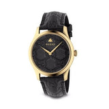  Shop Authentic Gucci G Timeless Quartz Black Dial Black Leather Strap Watch For Women - YA126581A - Luxxuri