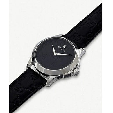  Shop Authentic Gucci G Timeless Quartz Black Dial Black Leather Strap Watch For Men - YA1264031 - Luxxuri