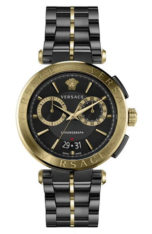  Shop Authentic Versace Aion Chronograph Black Dial Black Steel Strap Watch for Men - VE1D01620 - Luxxuri