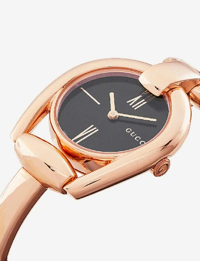  Shop Authentic Gucci Horsebit Collection Black Dial Rose Gold Steel Strap Watch For Women - YA139507 - Luxxuri