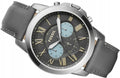 Fossil Grant Chronograph Gunmetal Grey Dial Grey Leather Strap Watch for Men - FS5183