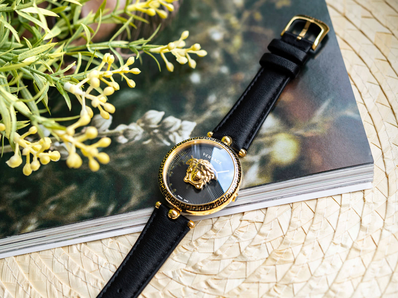 Versace Palazzo Empire Black Dial Black Leather Strap Watch for Women - VCO020017