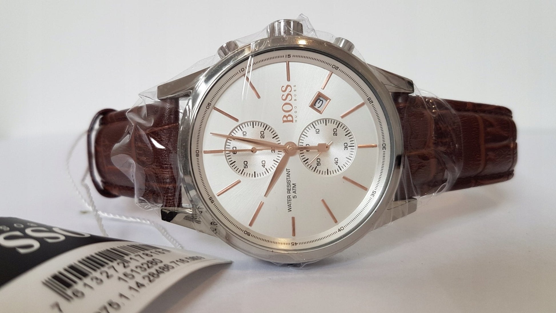  Shop Authentic Hugo Boss Jet White Dial Brown Leather Strap Watch for Men - 1513280 - Luxxuri