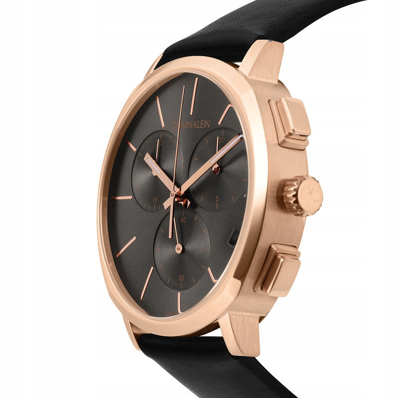  Shop Authentic Calvin Klein Posh Grey Dial Black Leather Strap Watch for Men - K8Q376C3 - Luxxuri