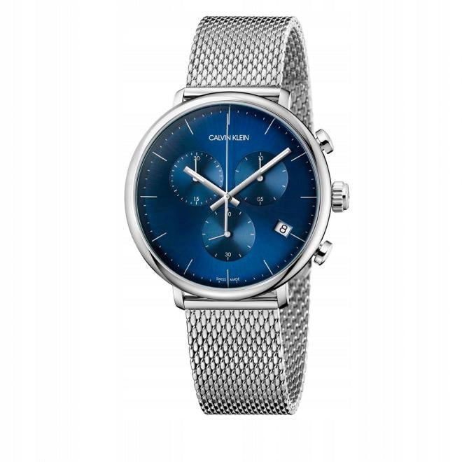  Shop Authentic Calvin Klein High Noon Quartz Blue Dial Silver Mesh Bracelet Watch for Men - K8M2112N - Luxxuri