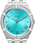  Shop Authentic Guess Cosmo Diamonds Turquoise Dial Silver Steel Strap Watch for Women - GW0033L7 - Luxxuri