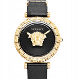  Shop Authentic Versace Palazzo Empire Greca Black Dial Black Leather Strap Watch for Women - VEDV00119 - Luxxuri
