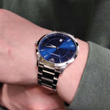  Shop Authentic Emporio Armani Giovanni Quartz Blue Dial Silver Steel Strap Watch For Men - AR11227 - Luxxuri