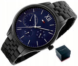  Shop Authentic Tommy Hilfiger Damon Quartz Chronograph Blue Dial Black Steel Strap Watch for Men - 1791454 - Luxxuri
