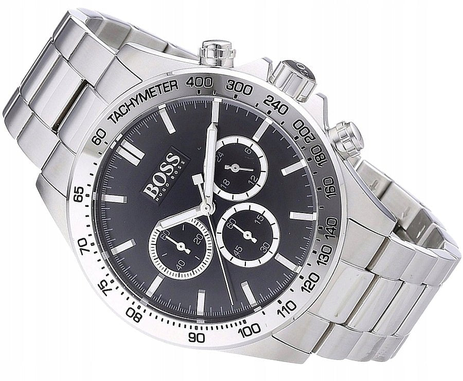 Shop Authentic Hugo Boss Ikon Black Dial Silver Steel Strap Watch for Men - 1512965 - Luxxuri