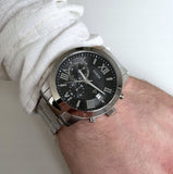  Shop Authentic Guess Atlas Chronograph Black Dial Silver Steel Strap Watch For Men - W0668G3 - Luxxuri