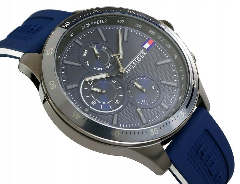  Shop Authentic Tommy Hilfiger Bank Blue Dial Blue Rubber Strap Watch for Men - 1791721 - Luxxuri