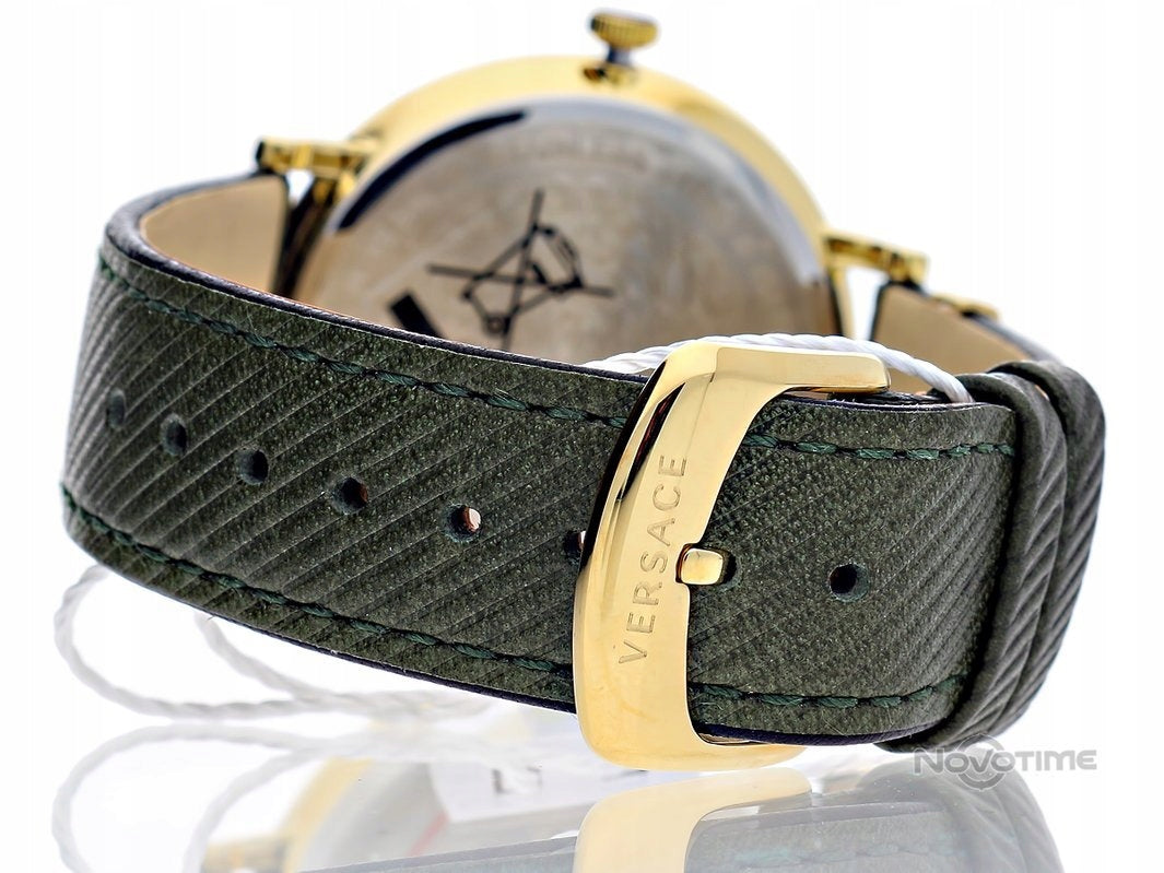  Shop Authentic Versace V-Circle Manifesto Gold Dial Black Leather Strap Watch for Men - VBQ030017 - Luxxuri