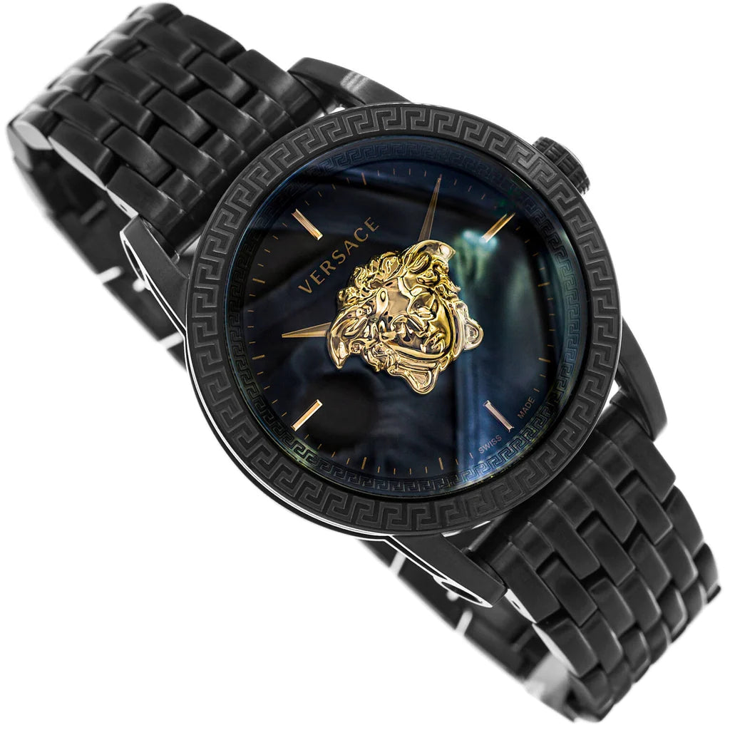  Shop Authentic Versace Palazzo Empire Quartz Black Dial Black Steel Strap Watch For Men - VEDB00518 - Luxxuri