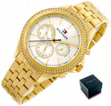  Shop Authentic Tommy Hilfiger Ari Multifunction Diamonds Silver Dial Gold Steel Strap Watch for Women - 1781977 - Luxxuri