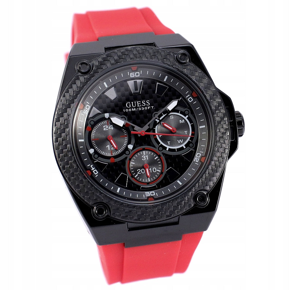  Shop Authentic Guess Legacy Black Dial Red Silicone Strap Watch for Men - W1049G6 - Luxxuri