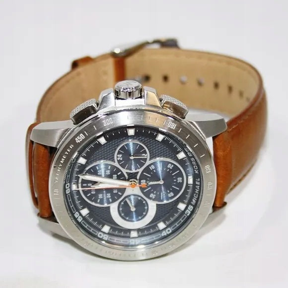  Shop Authentic Michael Kors Ryker Chronograph Analog Blue Dial Brown Leather Strap Watch For Men - MK8518 - Luxxuri