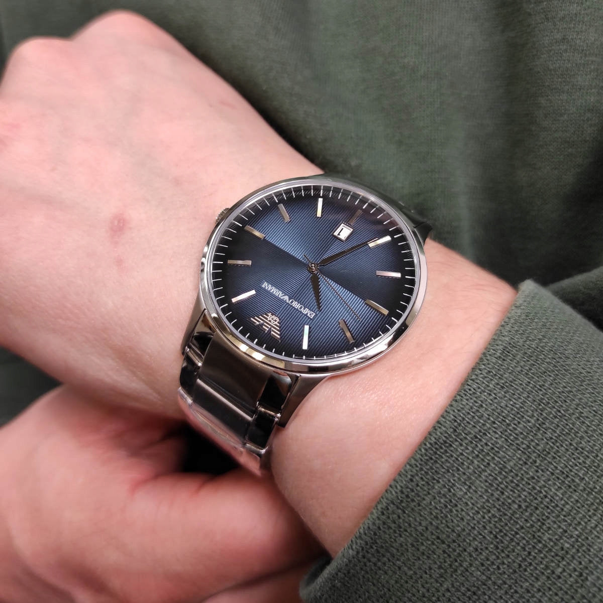  Shop Authentic Emporio Armani Giovanni Quartz Blue Dial Silver Steel Strap Watch For Men - AR11227 - Luxxuri