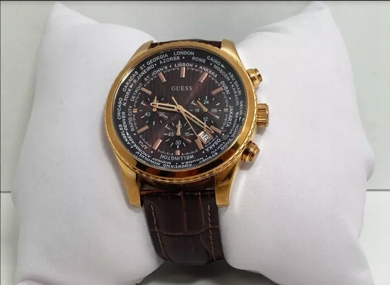  Shop Authentic Guess Pursuit Chronograph Brown Dial Brown Leather Strap Watch for Men - W0500G3 - Luxxuri