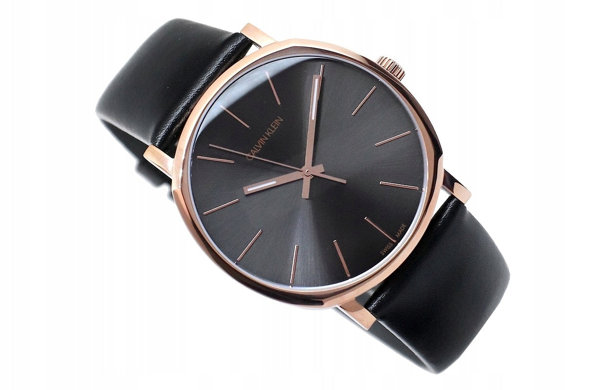  Shop Authentic Calvin Klein Posh Black Dial Black Leather Strap Watch for Men - K8Q316C3 - Luxxuri