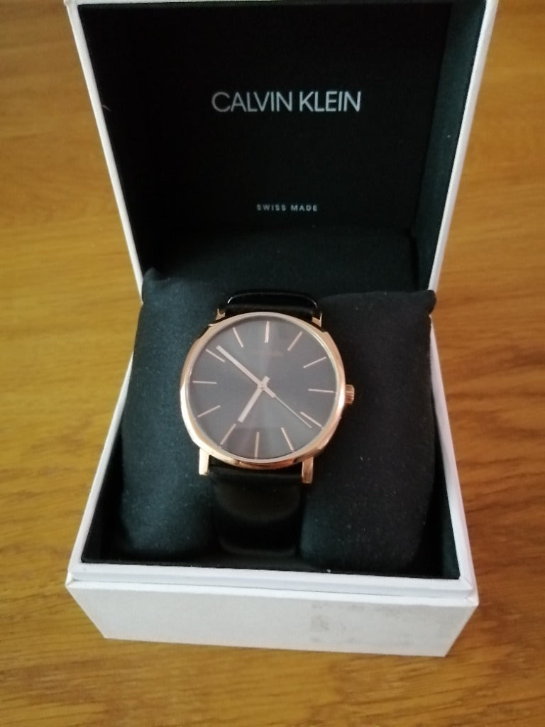  Shop Authentic Calvin Klein Posh Black Dial Black Leather Strap Watch for Men - K8Q316C3 - Luxxuri