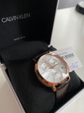  Shop Authentic Calvin Klein Posh Chronograph White Dial Brown Leather Strap Watch for Men - K8Q376G6 - Luxxuri