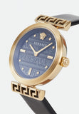  Shop Authentic Versace Greca Meander Black Dial Black Leather Strap Watch for Women - VELW00420 - Luxxuri