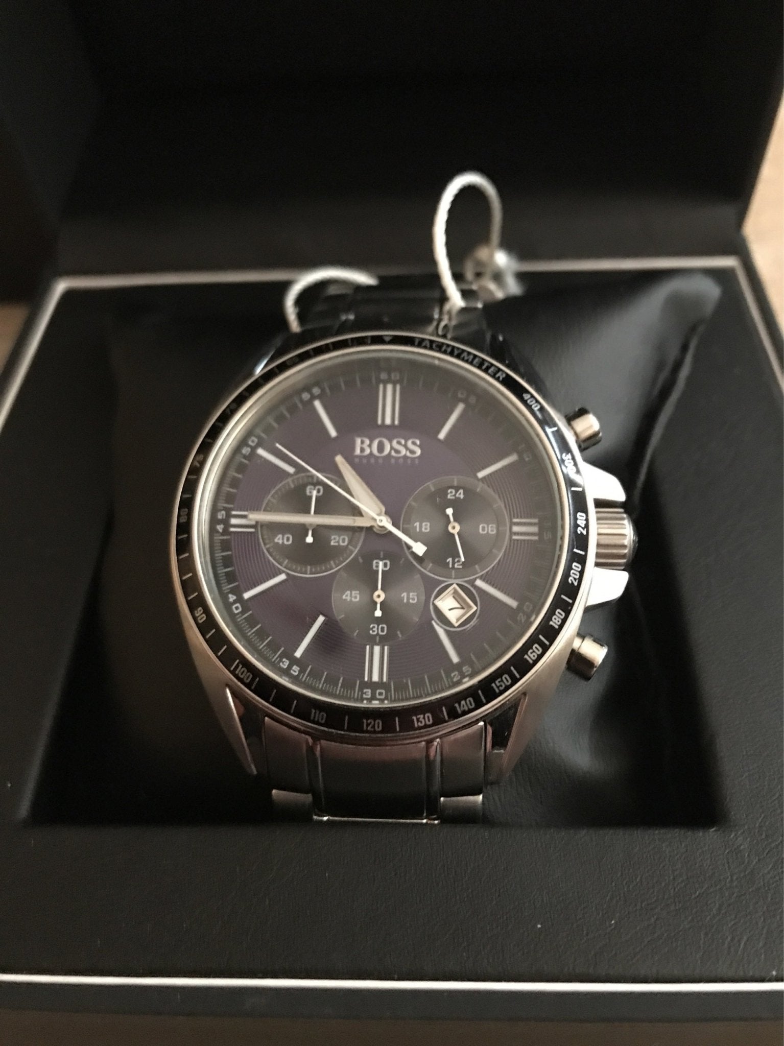 Hugo Boss Chronograph Driver Blue Dial Silver Steel Strap Watch for Men - 1513081